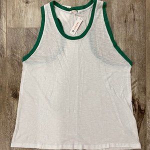 Sundry Racerback Green Contrast Tank Top White